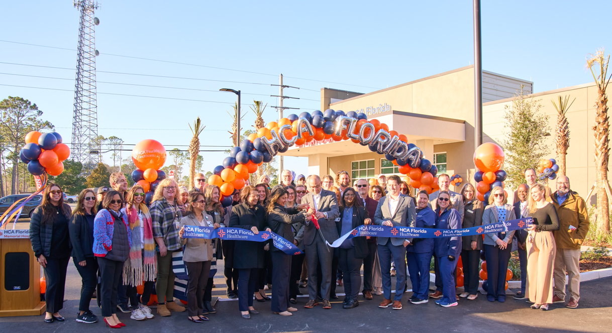 HCA CEO Reed Hammond_ and HCA ER Medical Director Dr. Shilpa Amin cut HCA FL St. Augustine Emergency at the ribbon ceremony.