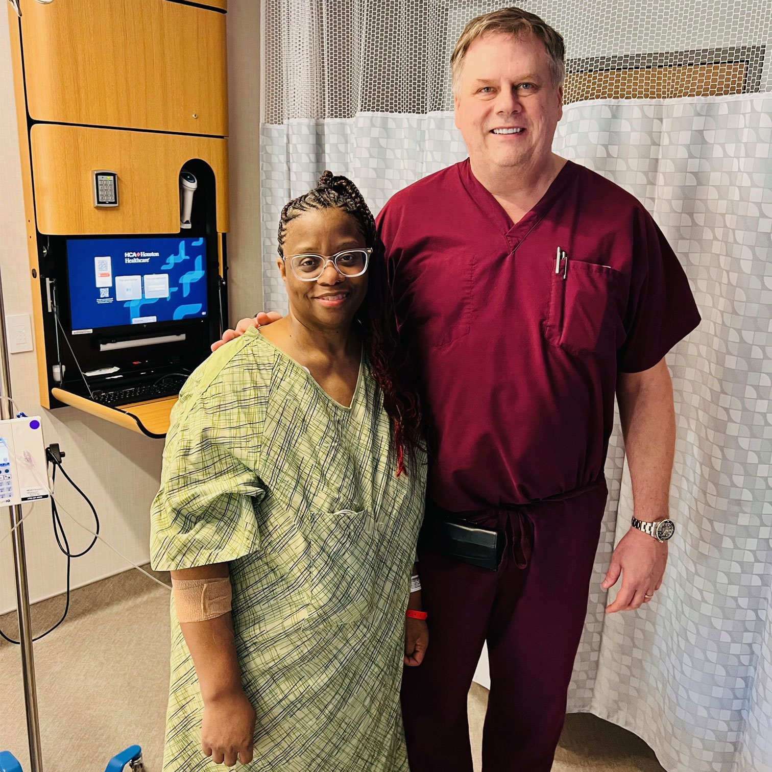 Patient Lavera Stange with Dr. Terry Scarborough after her procedure. 