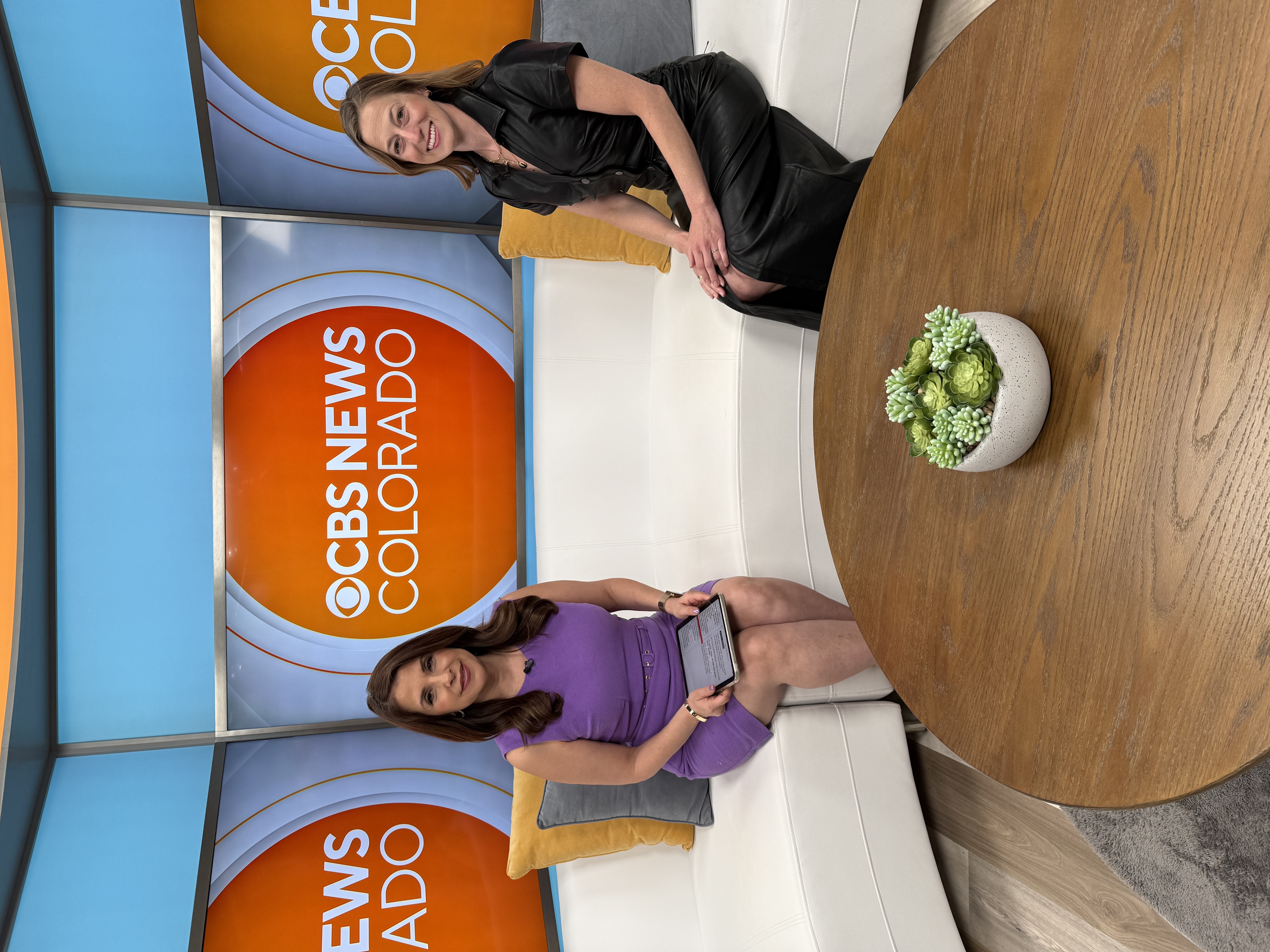 Dr. Abby Barnes on the set of CBS news Colorado