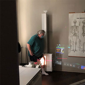 William Thompson getting a knee x-ray.