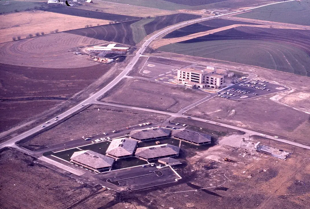 Medical City Plano as seen from overhead when it opened in 1975
