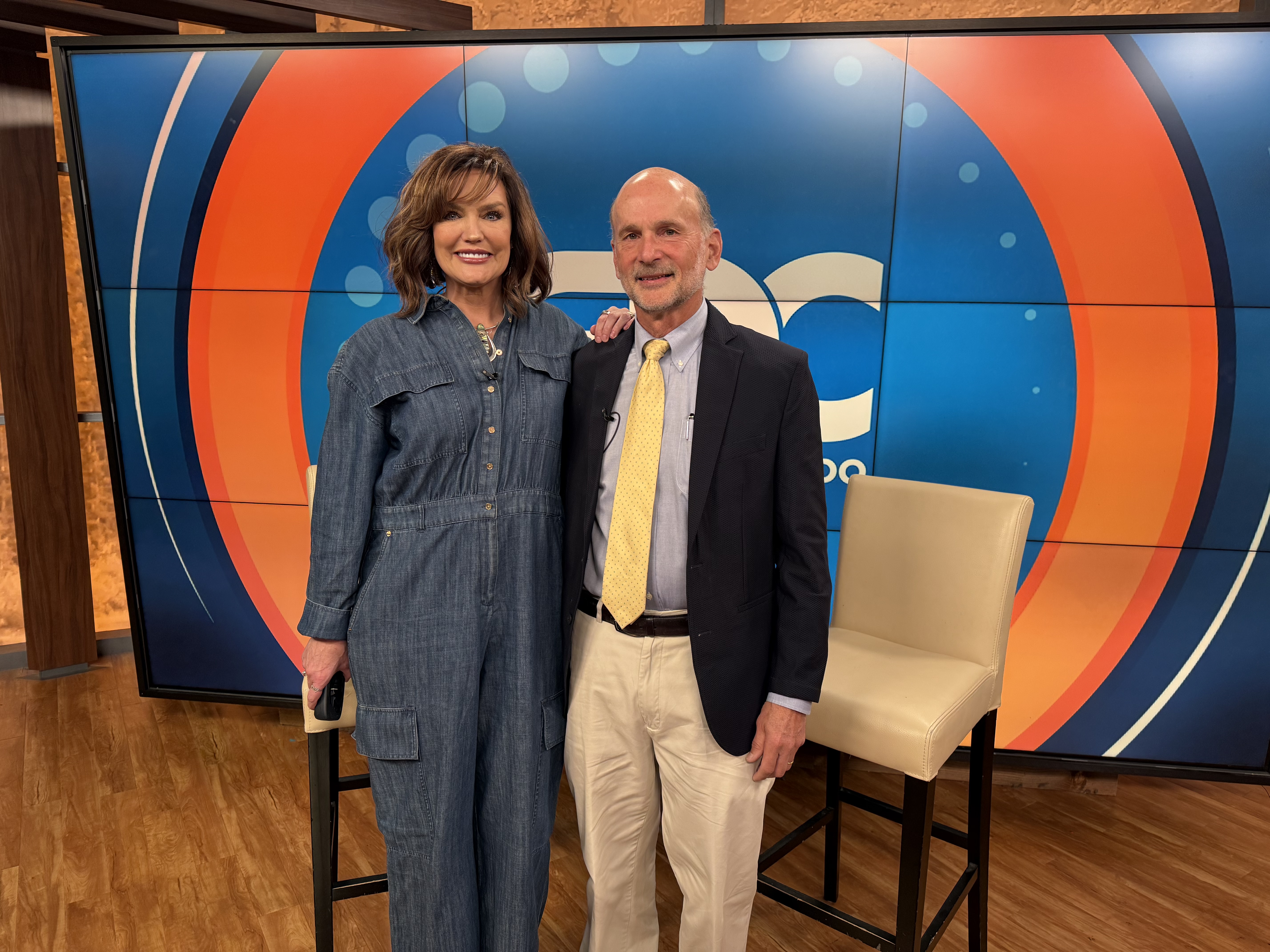 Great Day Colorado’s Denise Plante on set with Dr. Steve Rothenberg