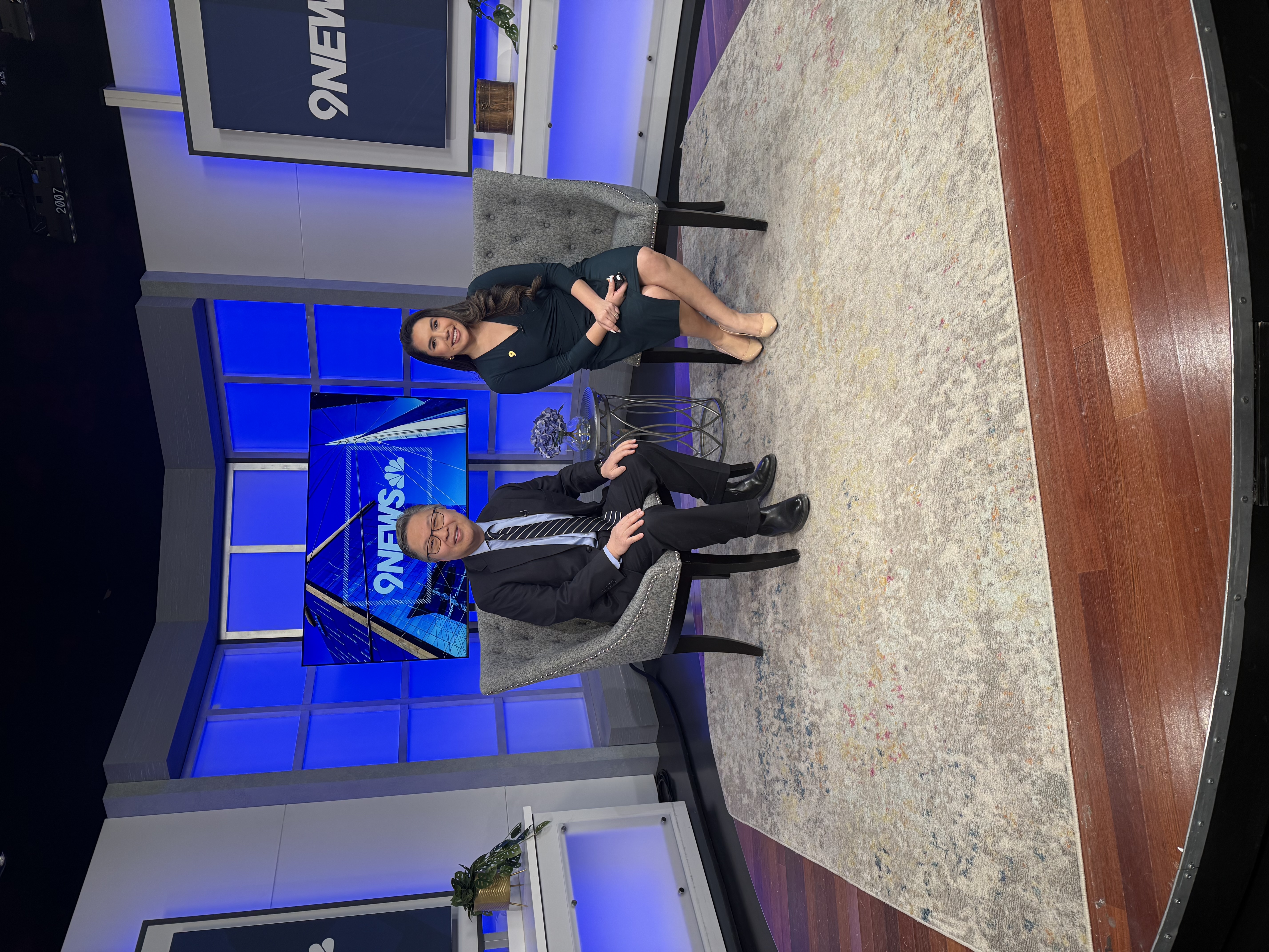 Dr. Frank Chae on the set of 9News 