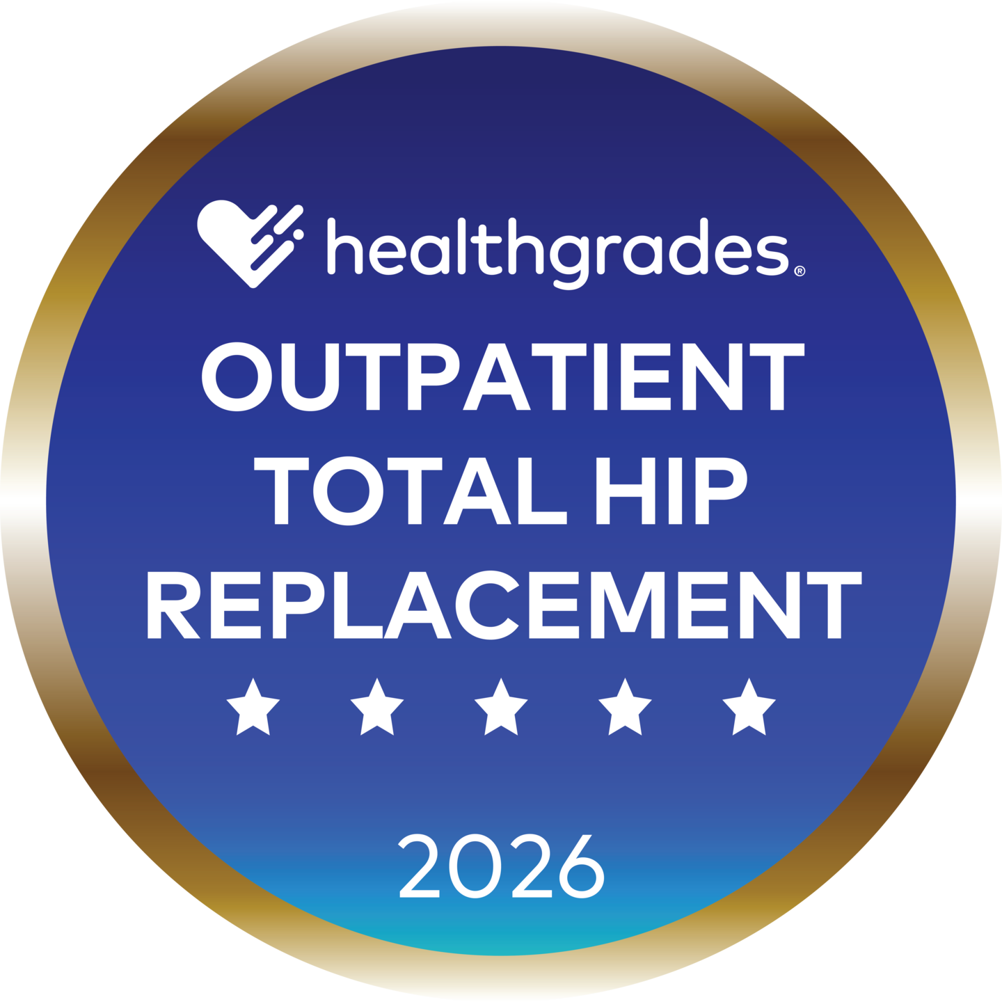 Healthgrades Outpatient Total Hip Replacement 5 Star 2026 badge