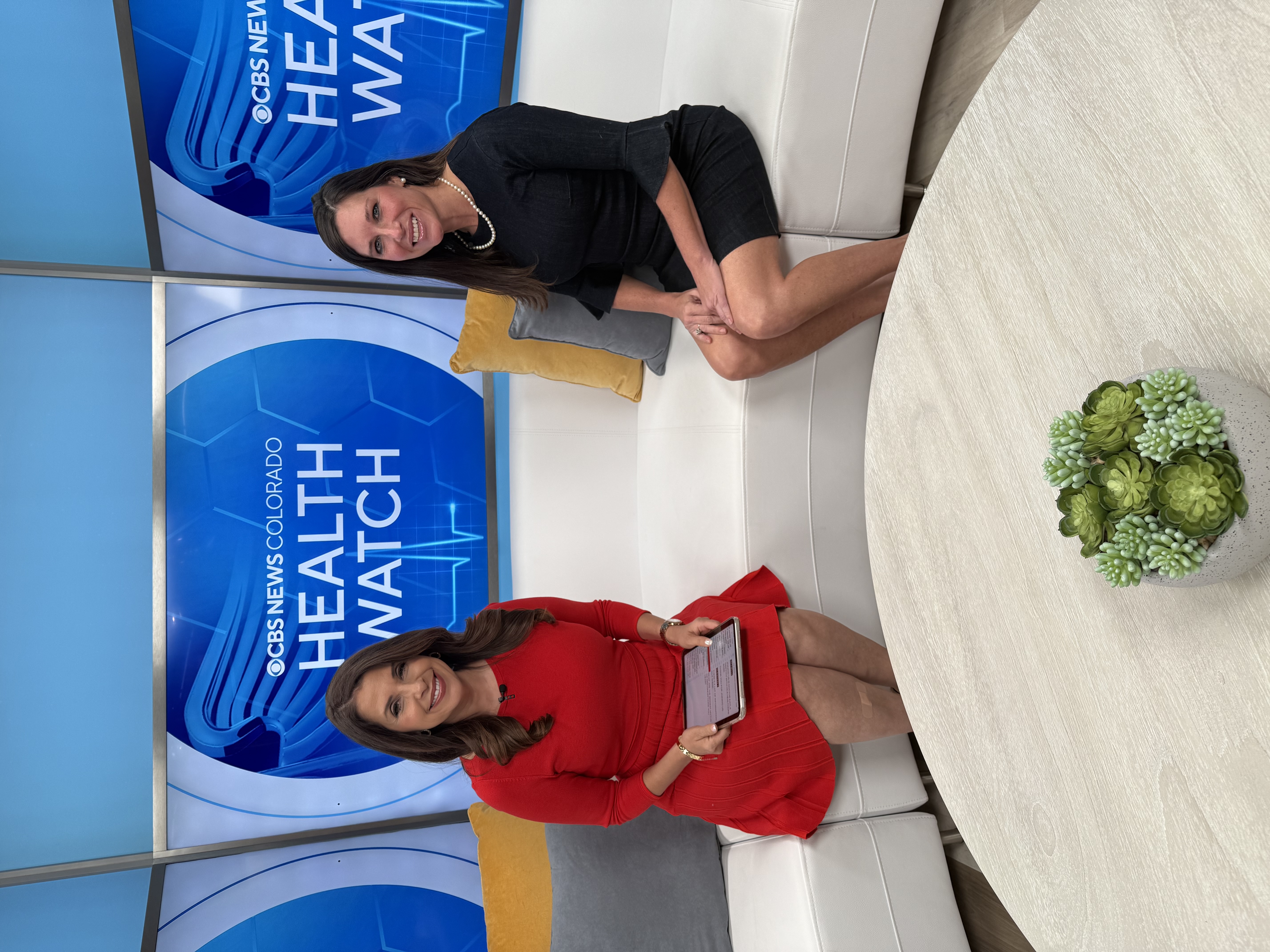 Dr. Kayla Griffith on the set of CBS News Colorado.