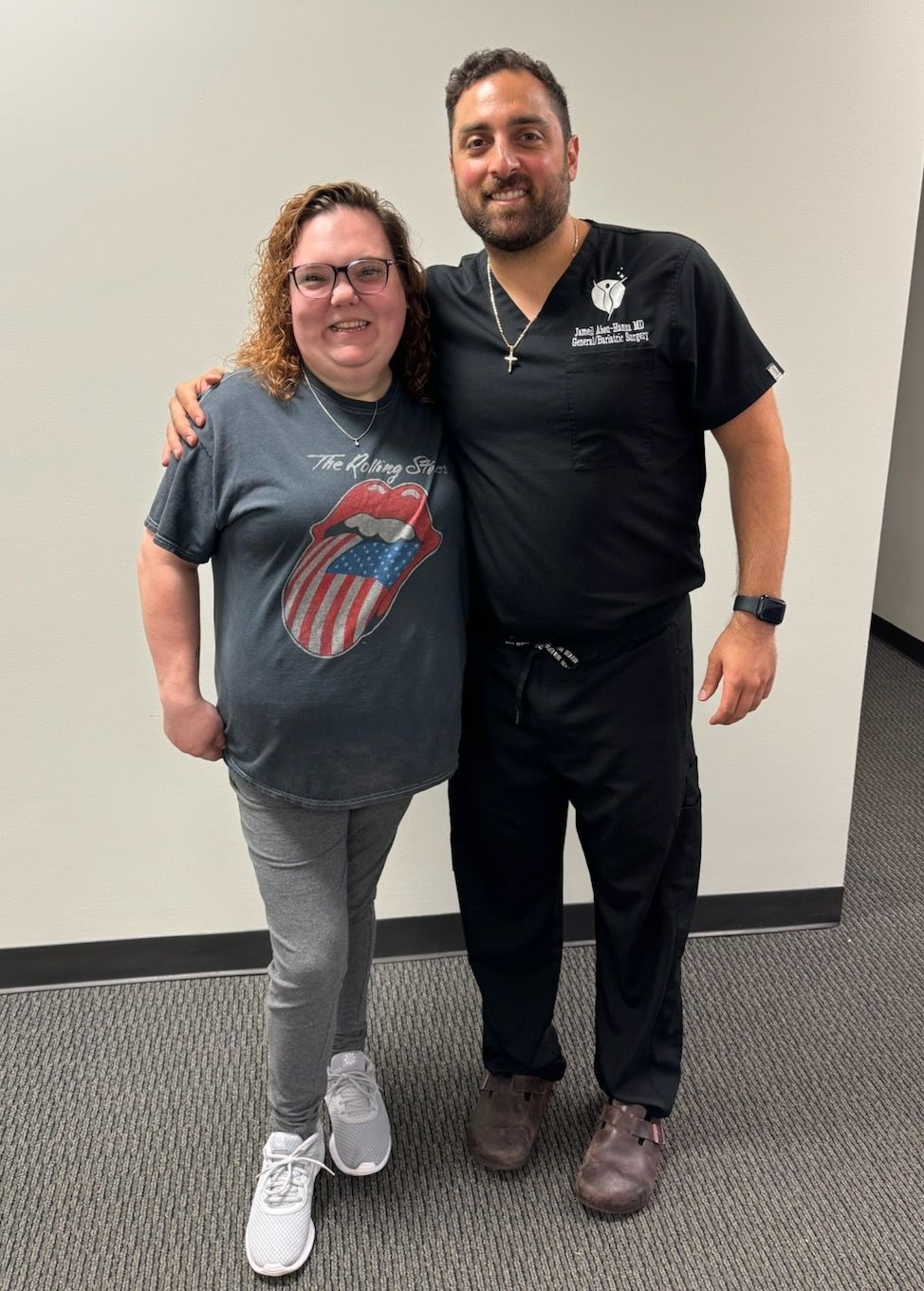 Jocelyn Minchy posing with her physician, Dr. Jameil Abou-Hanna