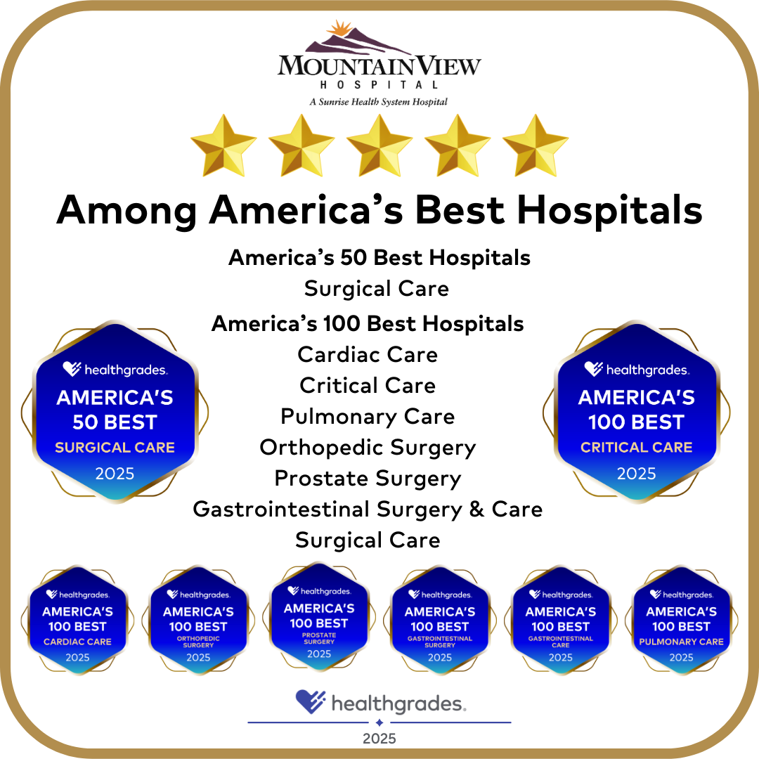 Award logo for 2025 Healthgrades Among America's 50 and 100 Best Hospitals