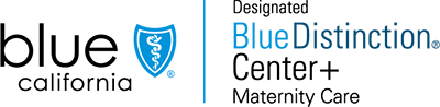 Logo for the Blue California, Designated Blue Distinction Center+ Maternity Care.