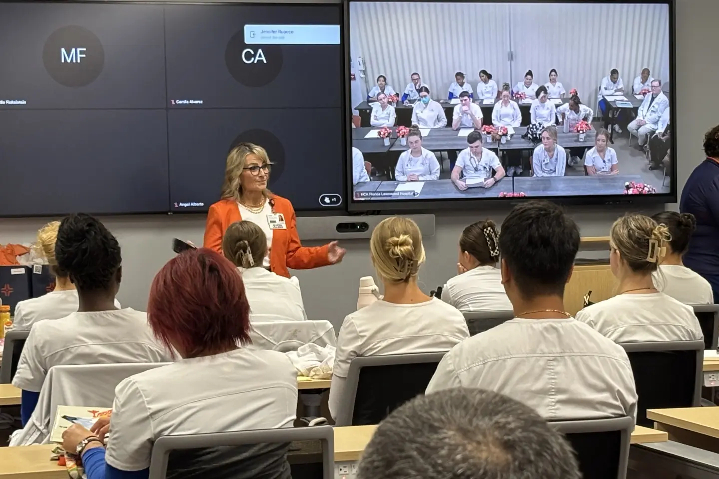 St. Lucie leader presenting to a group of students.