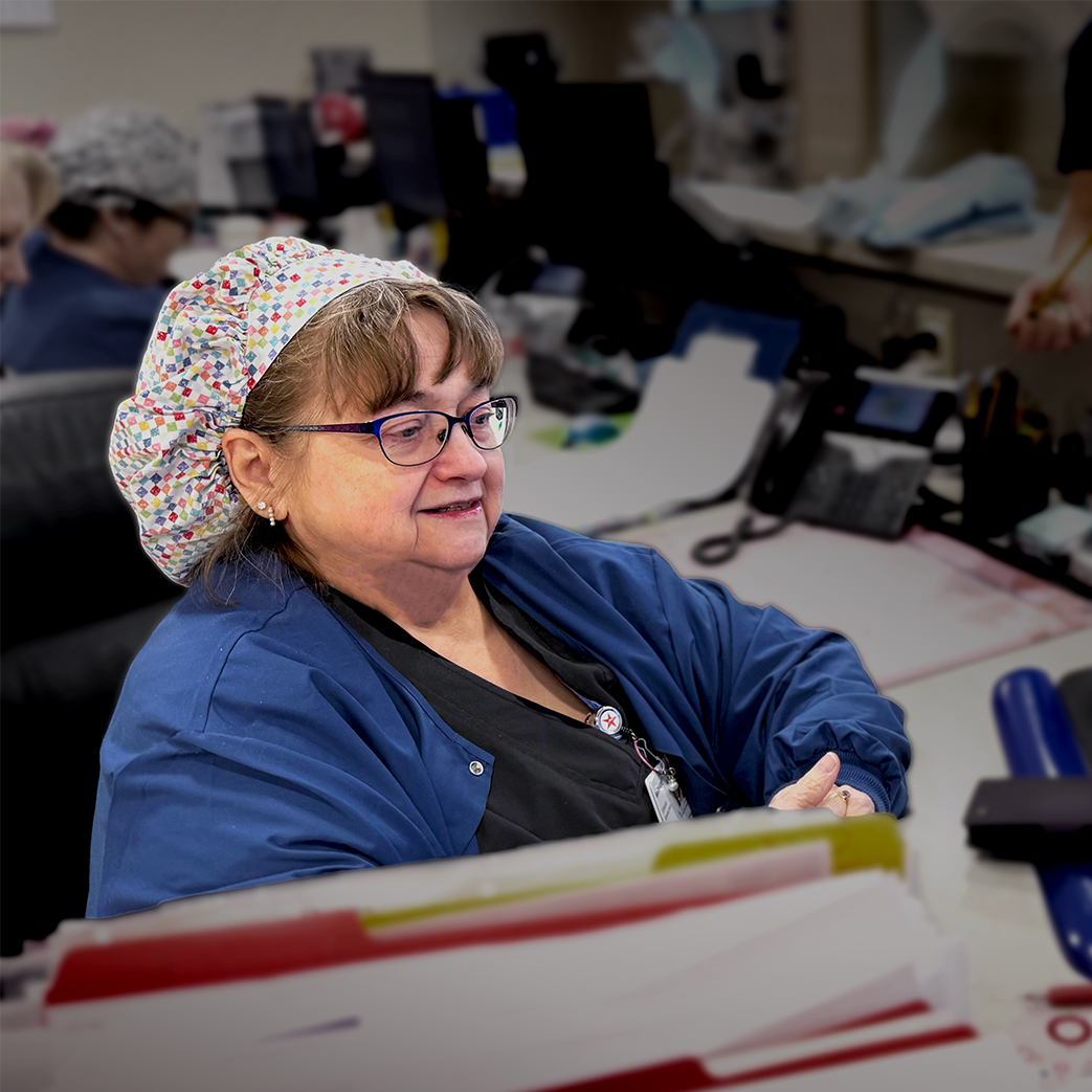 Marianna Hanks at intake desk.