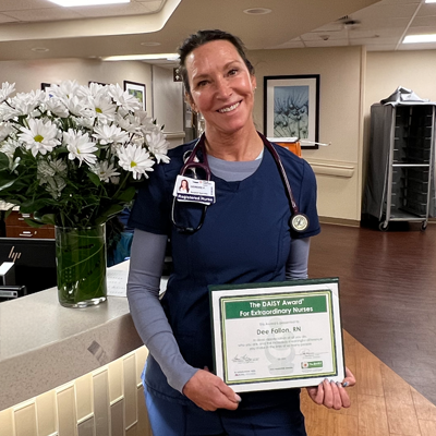 Dee Fallon with her DAISY Award.