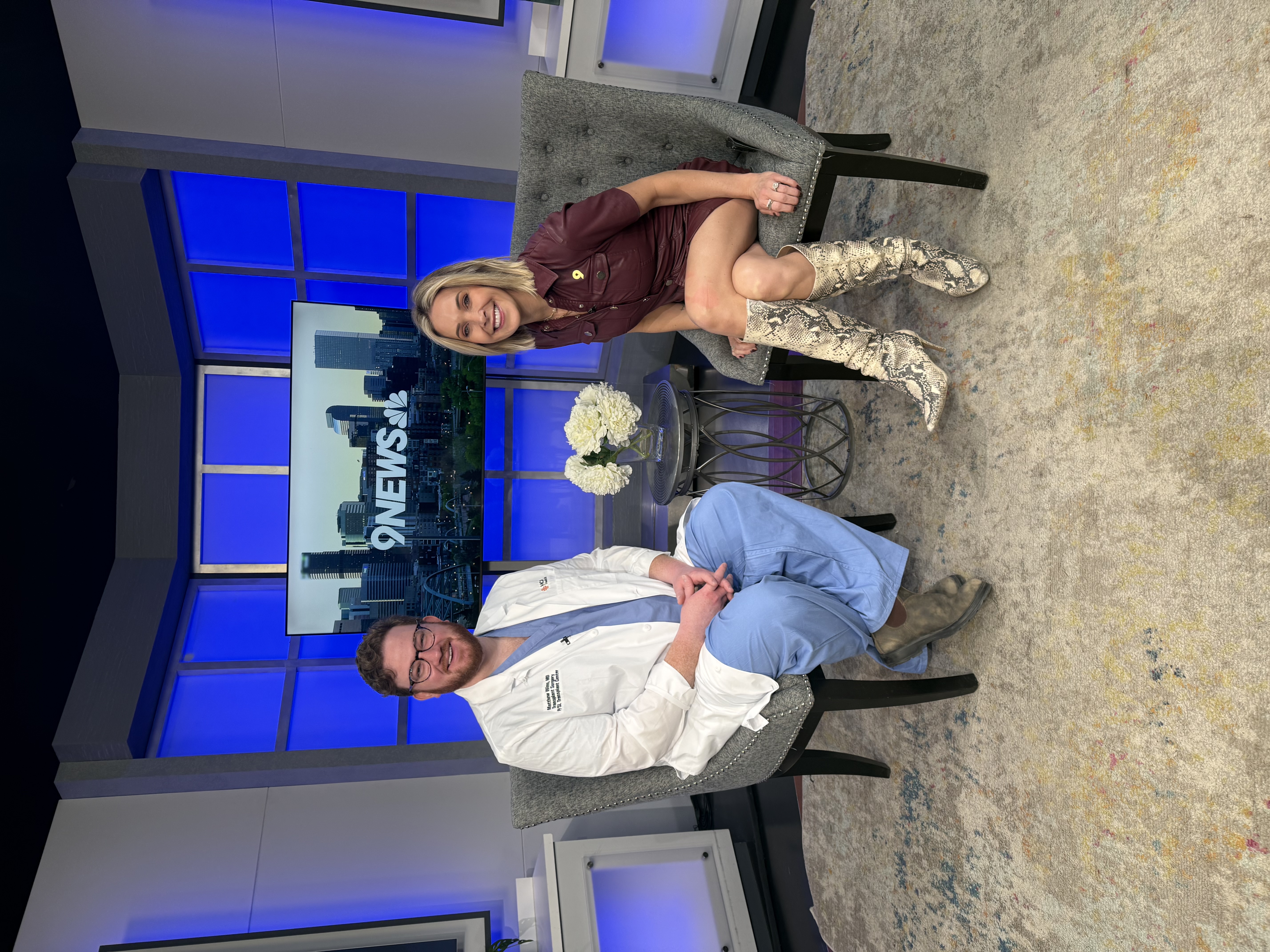 Dr. Matthew Winn with host on the set of 9news.