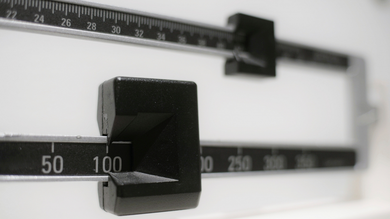 A mechanical physician's scale.