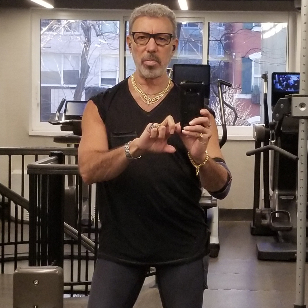 Michael poses for a selfie after a session at the gym