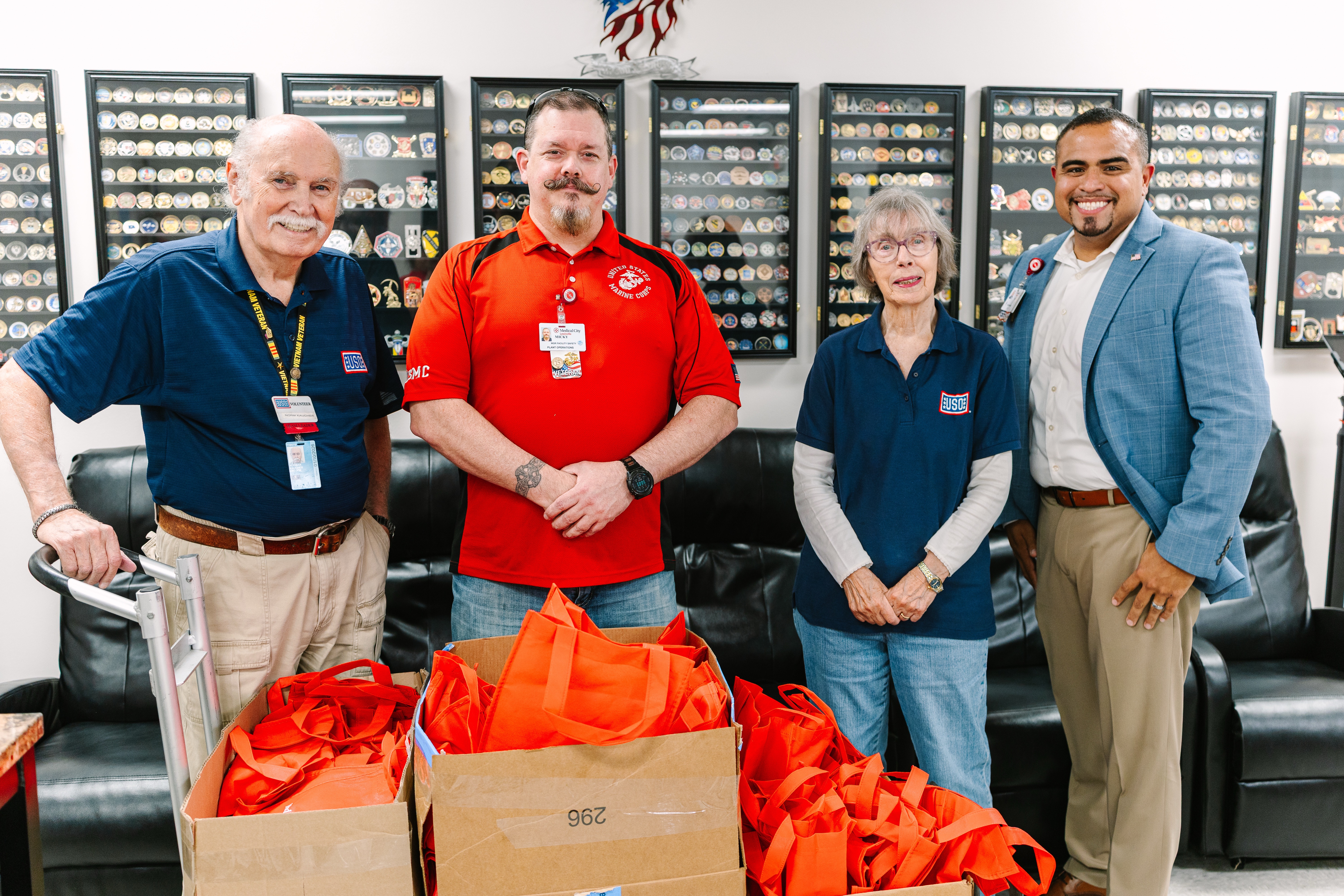 Care packages being prepared for delivery.