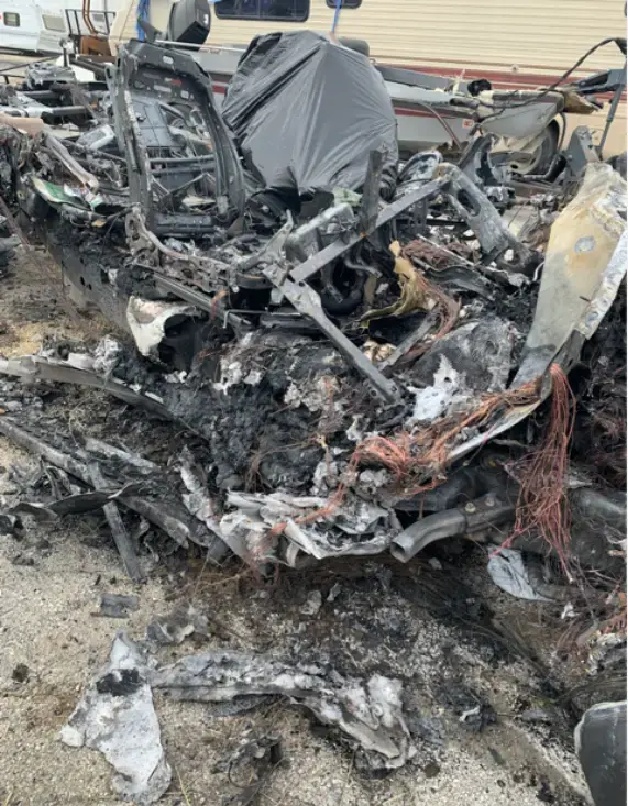 Photo of the aftermath of the accident that altered Emma Bond's life.