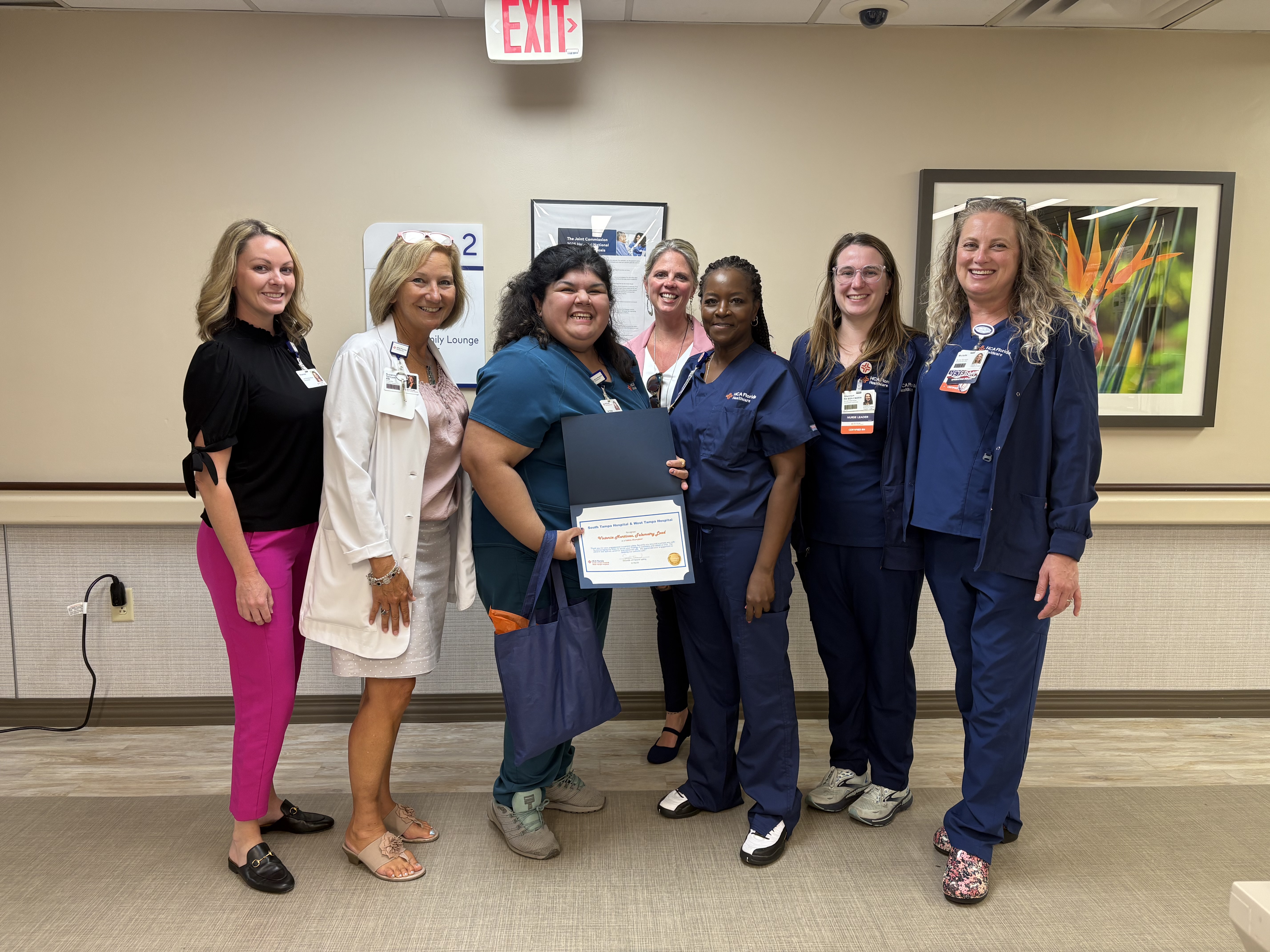 Hospital colleagues celebrate a safety milestone as part of the hospital's focus on ongoing safety