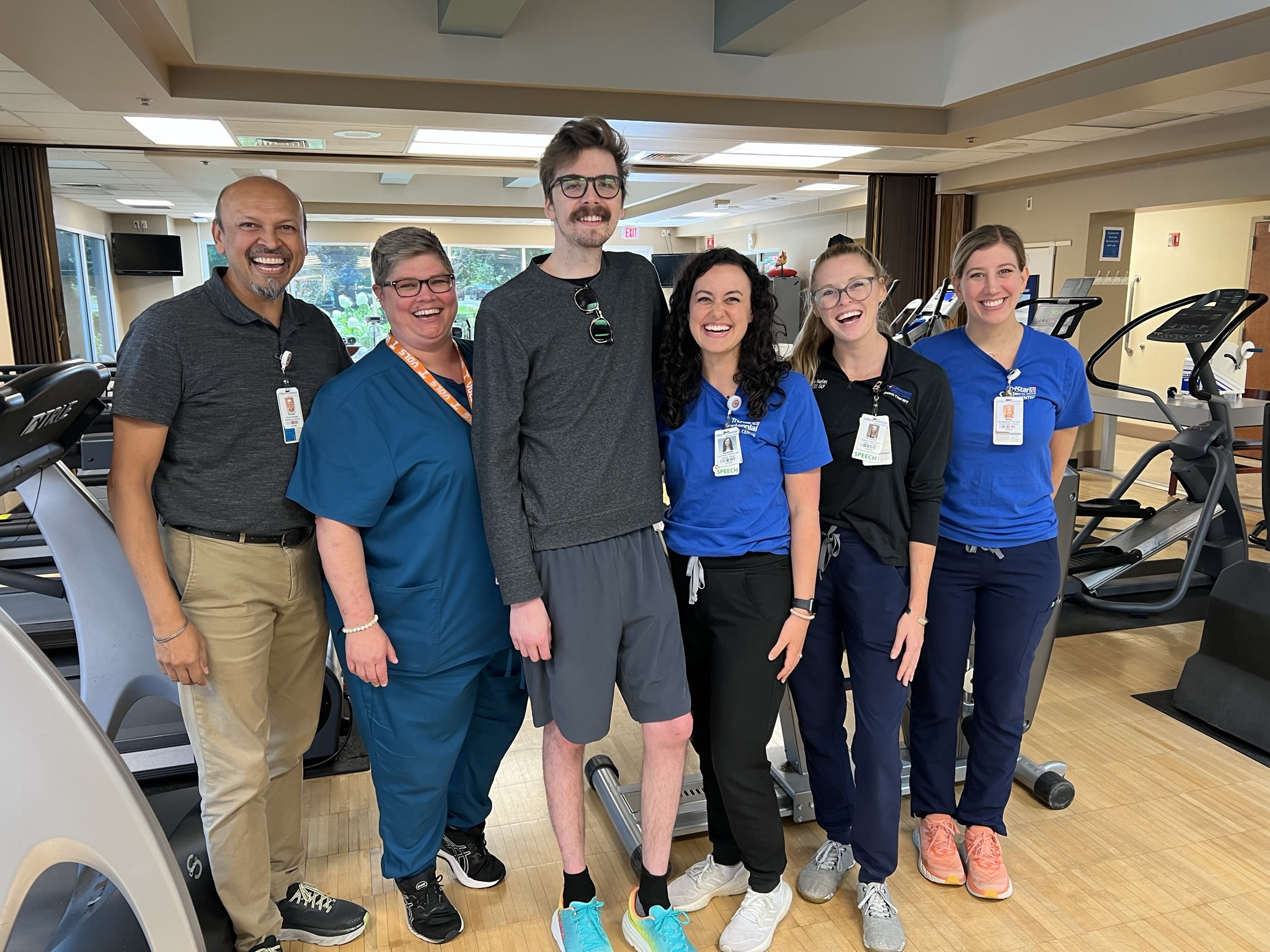 Zack Parrish and hospital rehab team