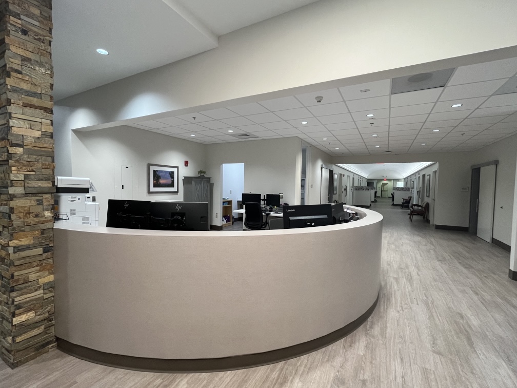 Mission Health's lobby — reception desk.