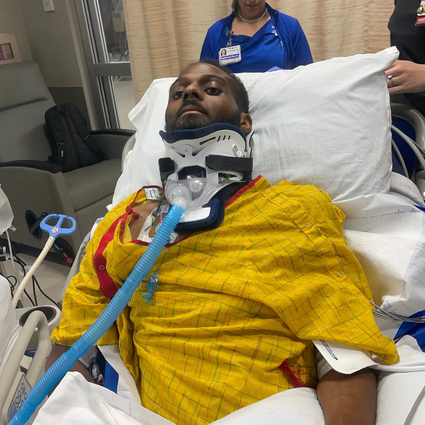 Nick in the hospital.