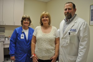 Paula Darby, Bariatric Nurse Terry McKenzie, and surgeon Dr. Timothy Hipp.