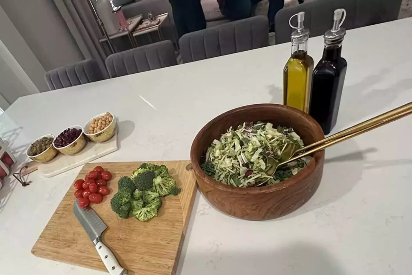 Brenda Macias prepares salad