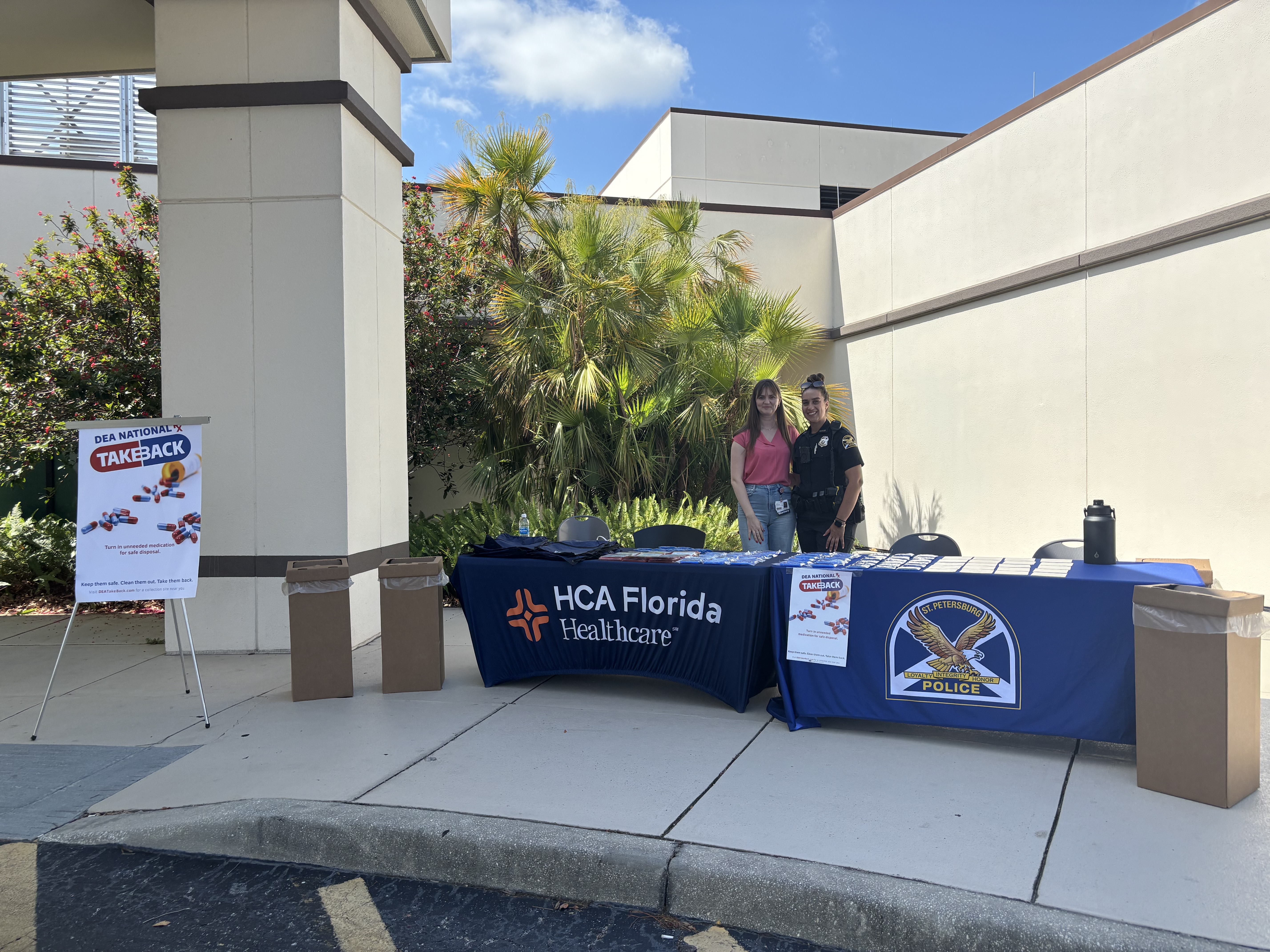 St. Petersburg Police Department hosting Drug Take Back Day waiting for drop-offs outside of hospital ER