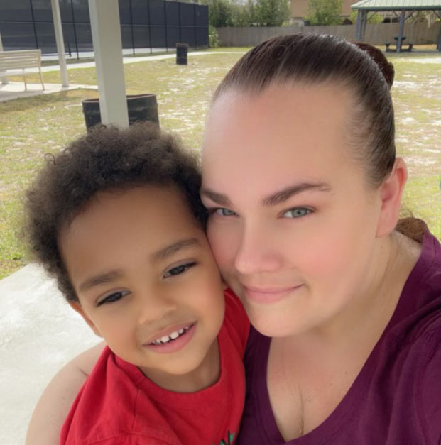Selfie of Kristie Bergin, woman with her young son Bryson Silver