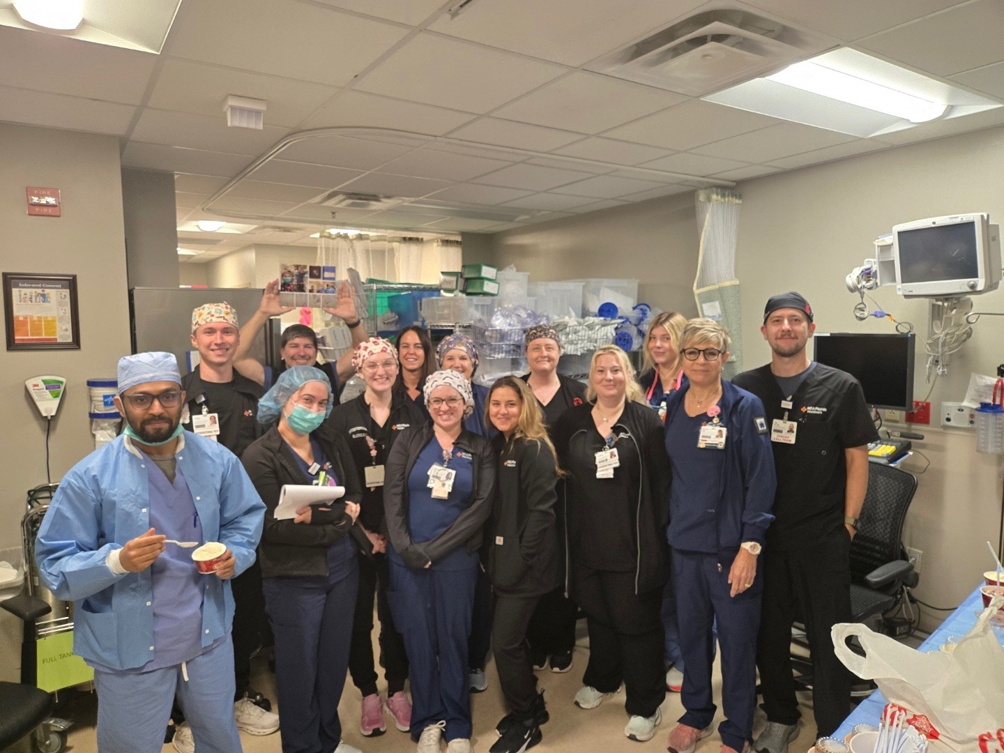 Photo showing Bayonet Point hospital Stroke team posing for a picture during a celebration.