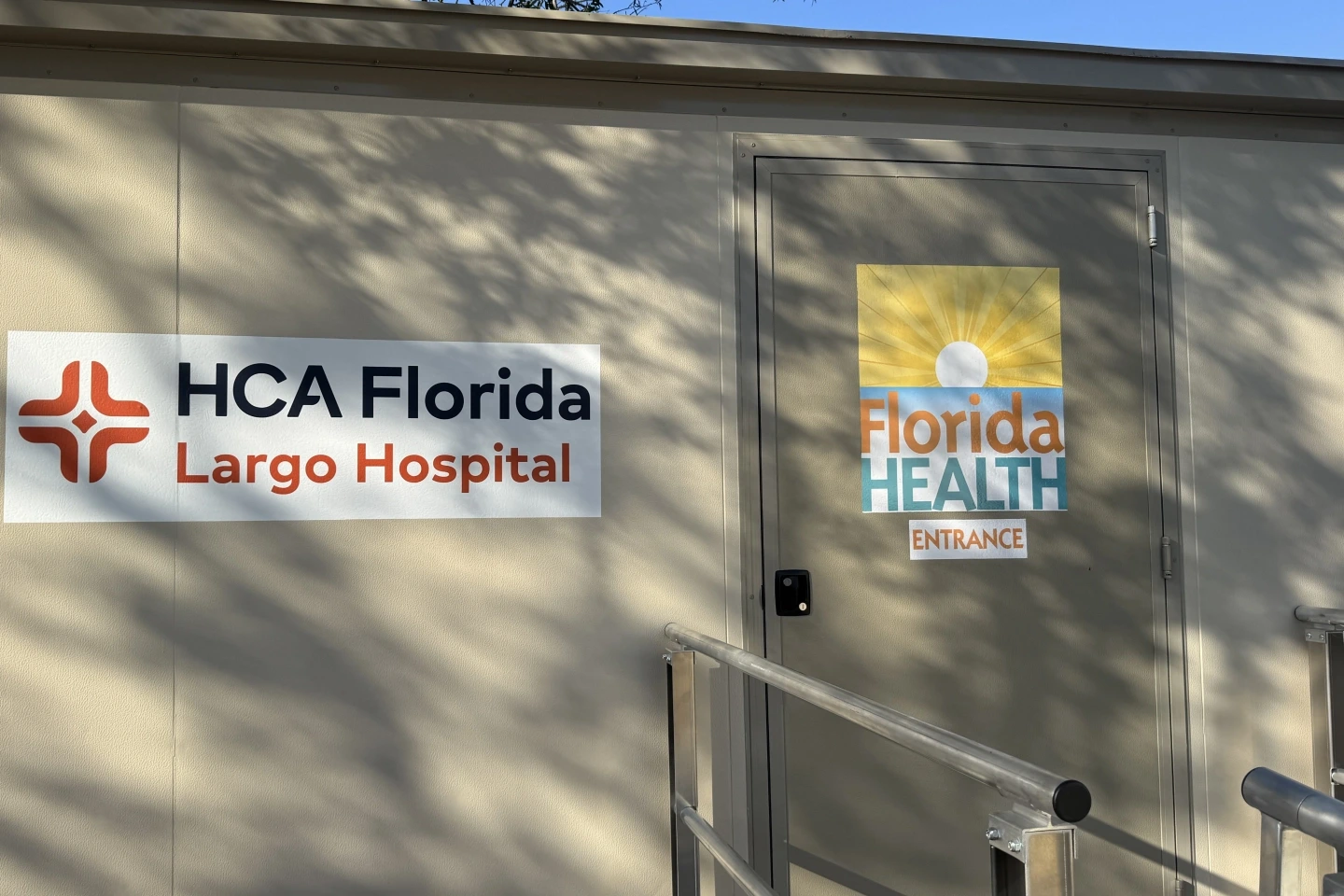 EMS entrance of mobile medical unit at HCA Florida Largo Hospital.