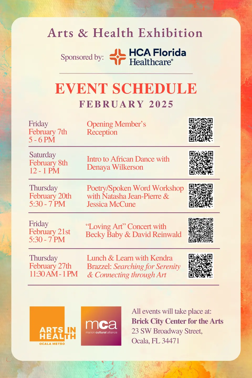 Event schedule.