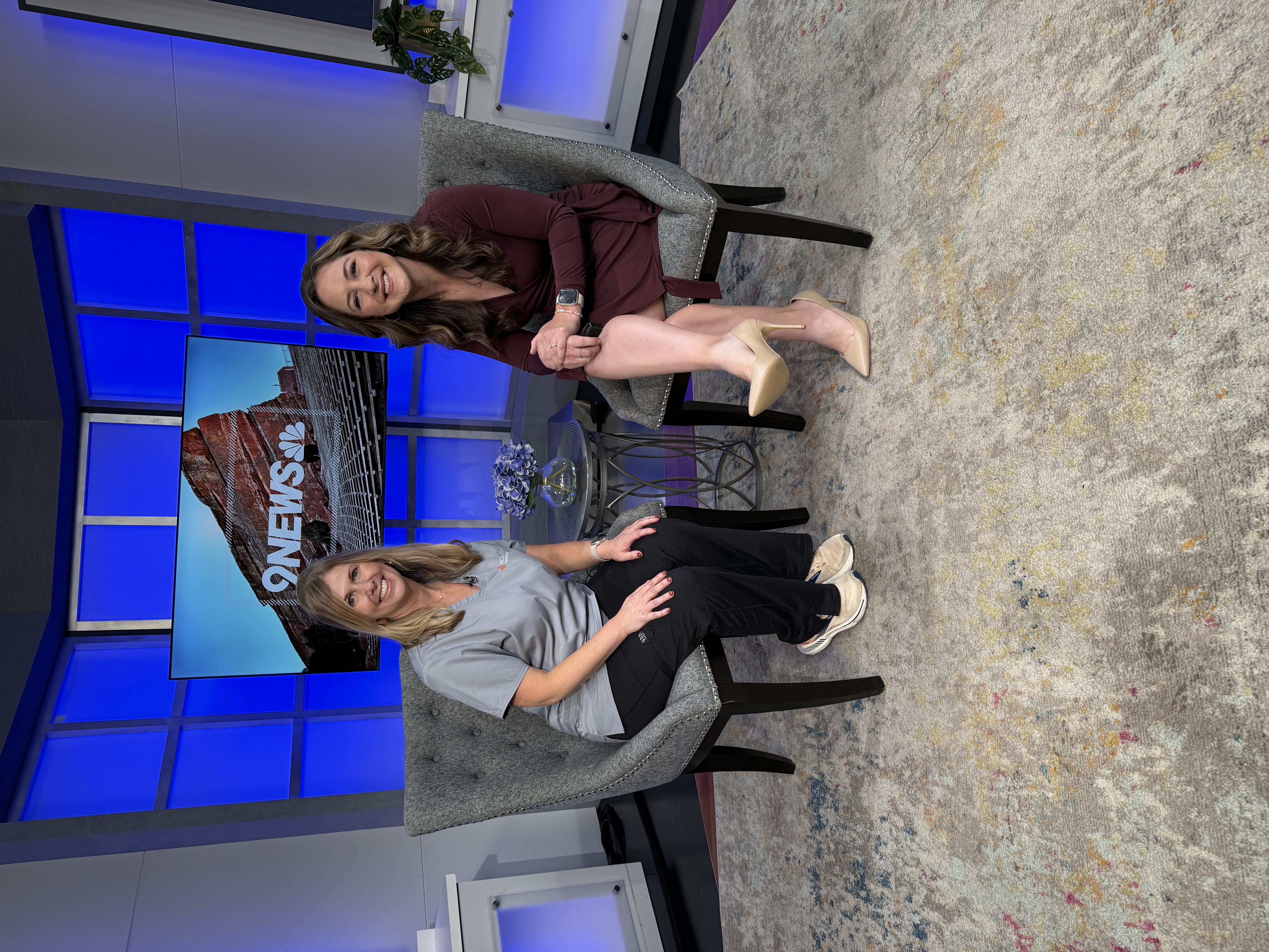 Janine Peden, Director of Physical Therapy at HCA HealthONE Mountain Ridge on the 9News tv set.