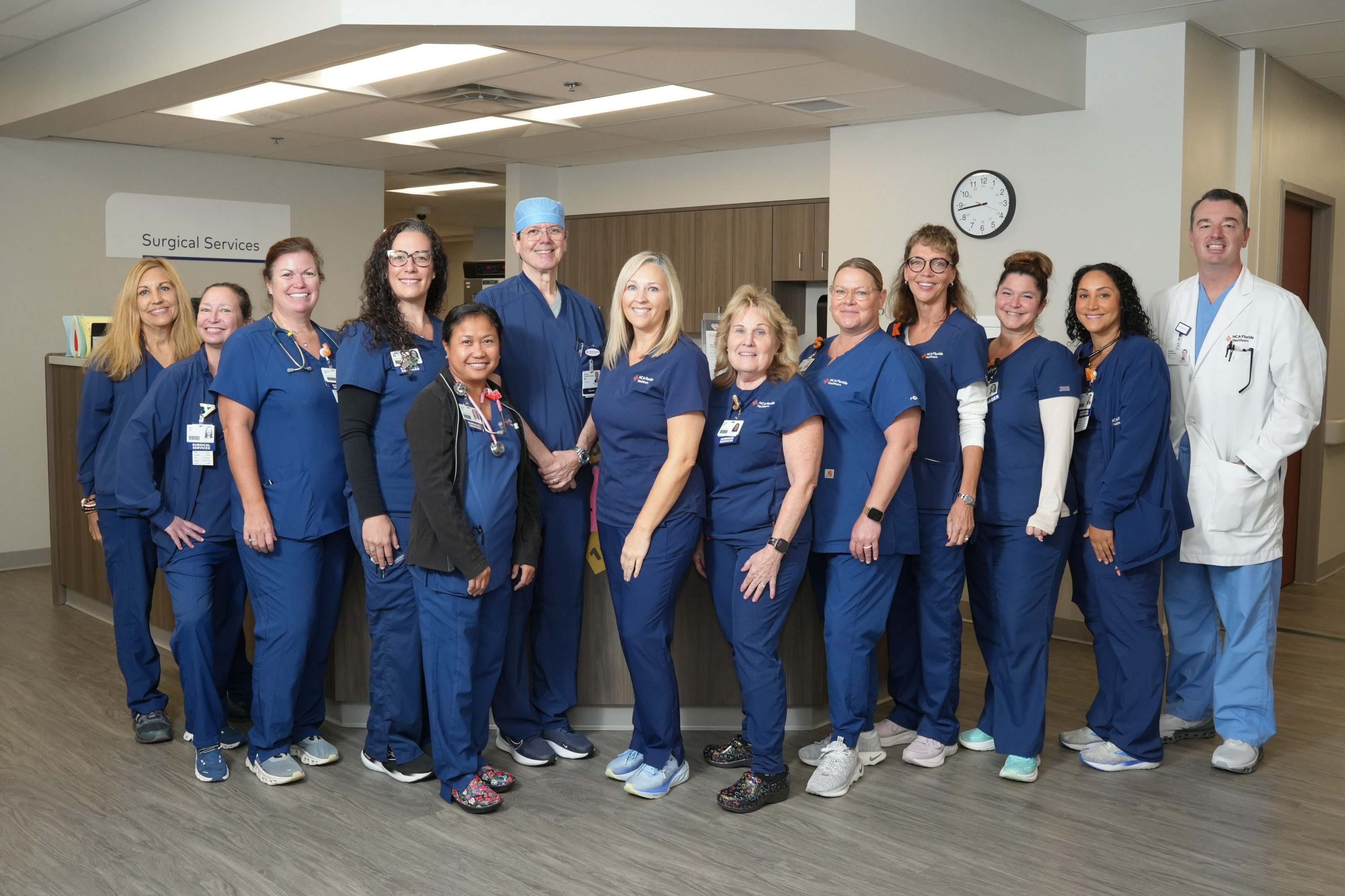 The Sarasota Doctors Hospital Outpatient Team stand smiling