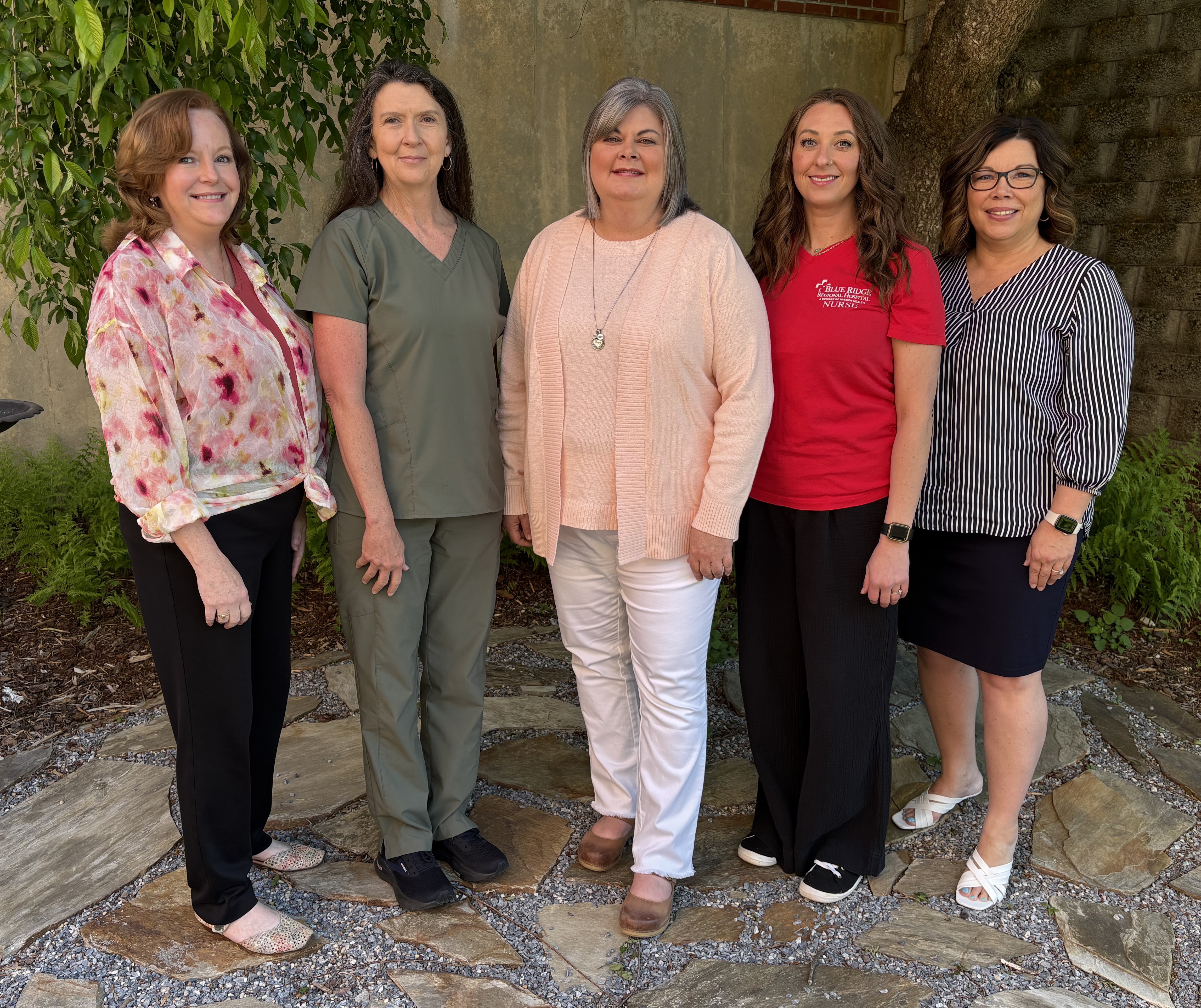 Nurses and nurse leaders from Blue Ridge Regional Hospital stand as a group for photo