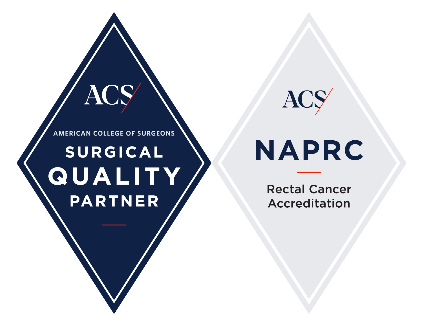 American College of Surgeons Surgical Quality Partner - NAPRC Rectal Cancer Accreditation award logos