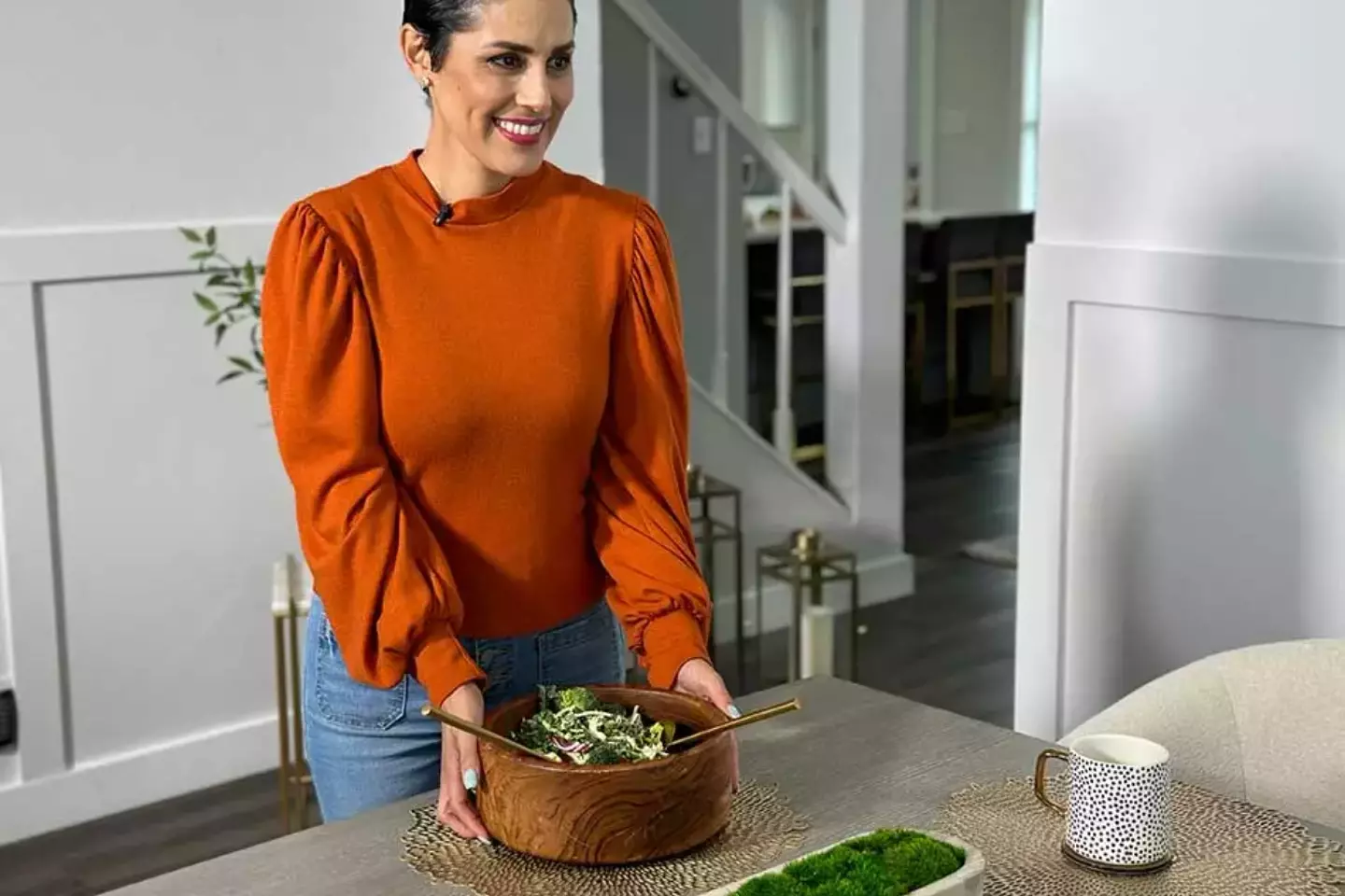 Brenda Macias prepares salad