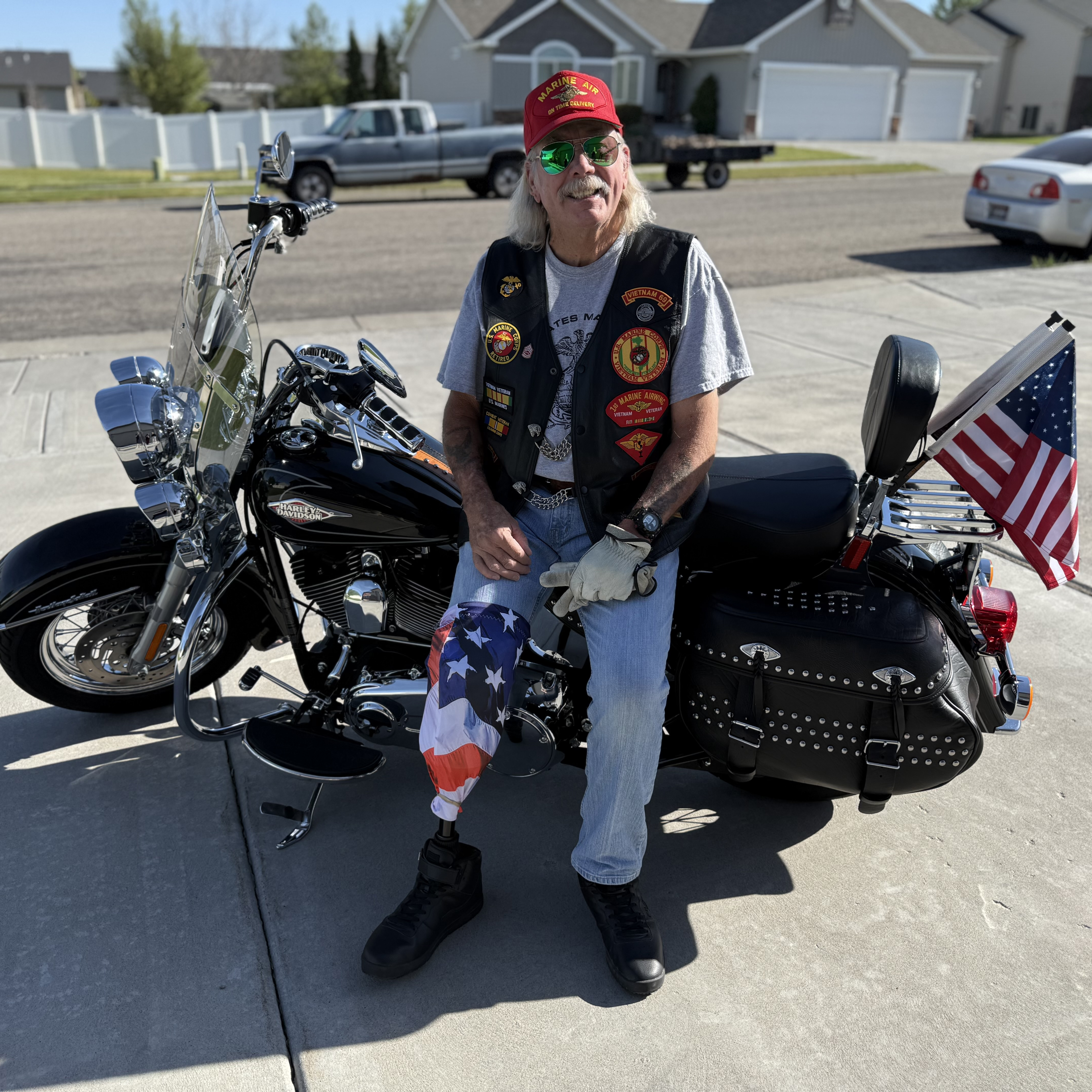 Fred King sitting on his motorcycle
