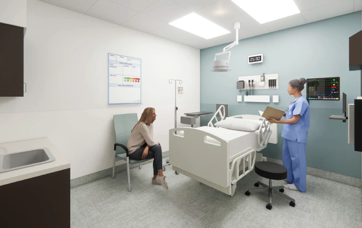 Computer Rendering of new ER patient rooms at Medical City Alliance.