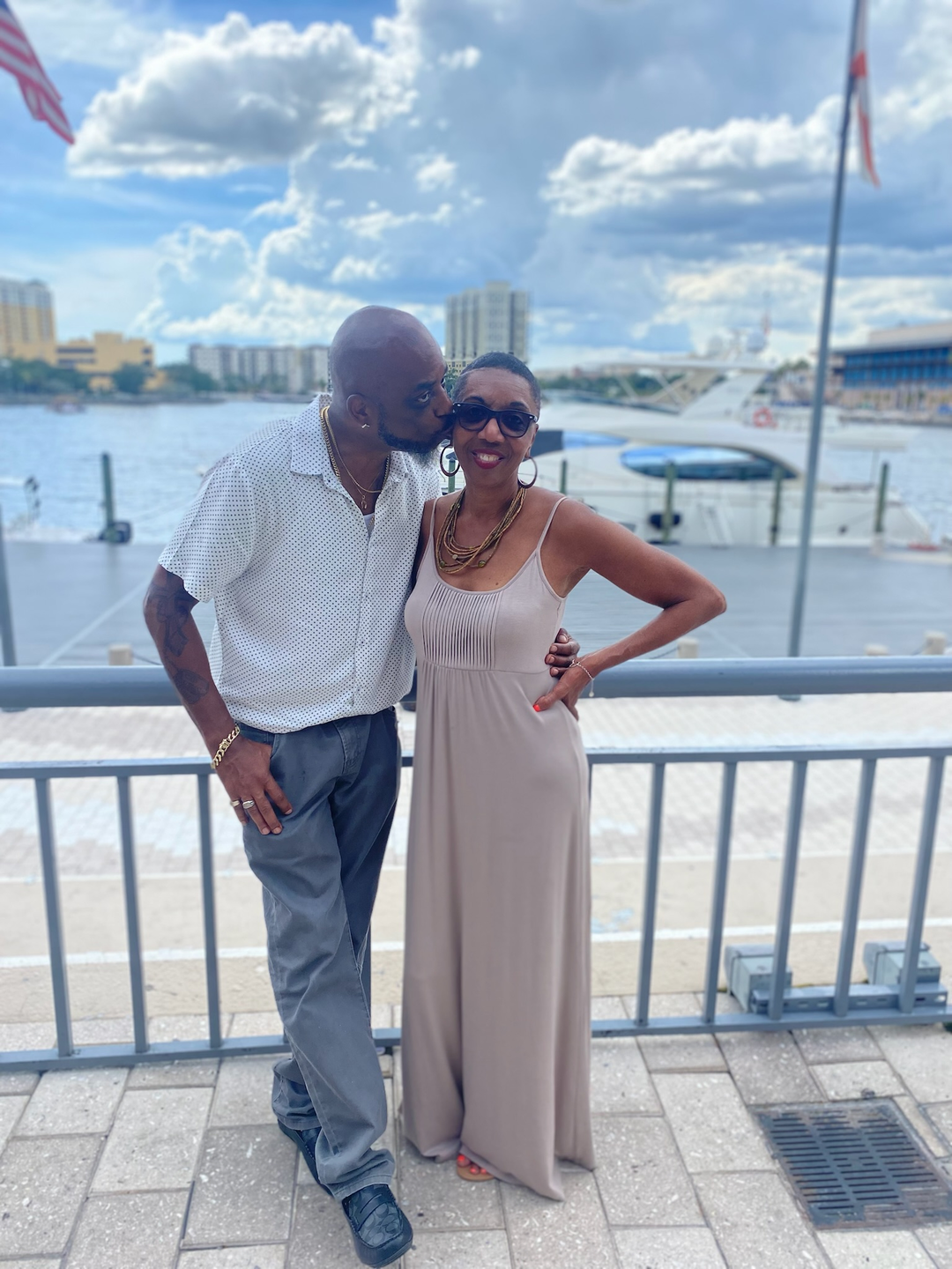 Bryan gives his mom a kiss.