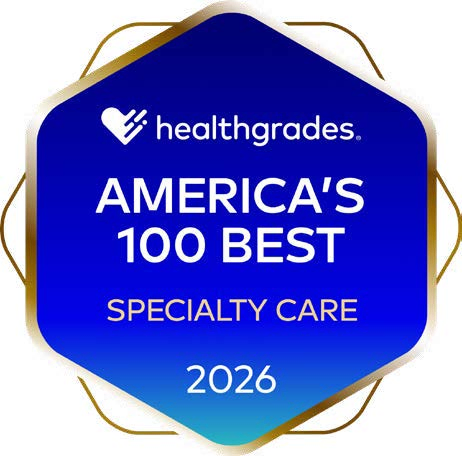 Healthgrades Americas Best 100 specialty care 2026 award logo.