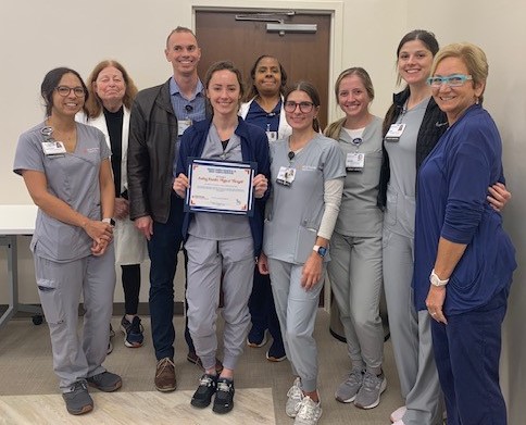 The Rehabilitation team at South Tampa Hospital celebrates their department Patient Safety Champion selection