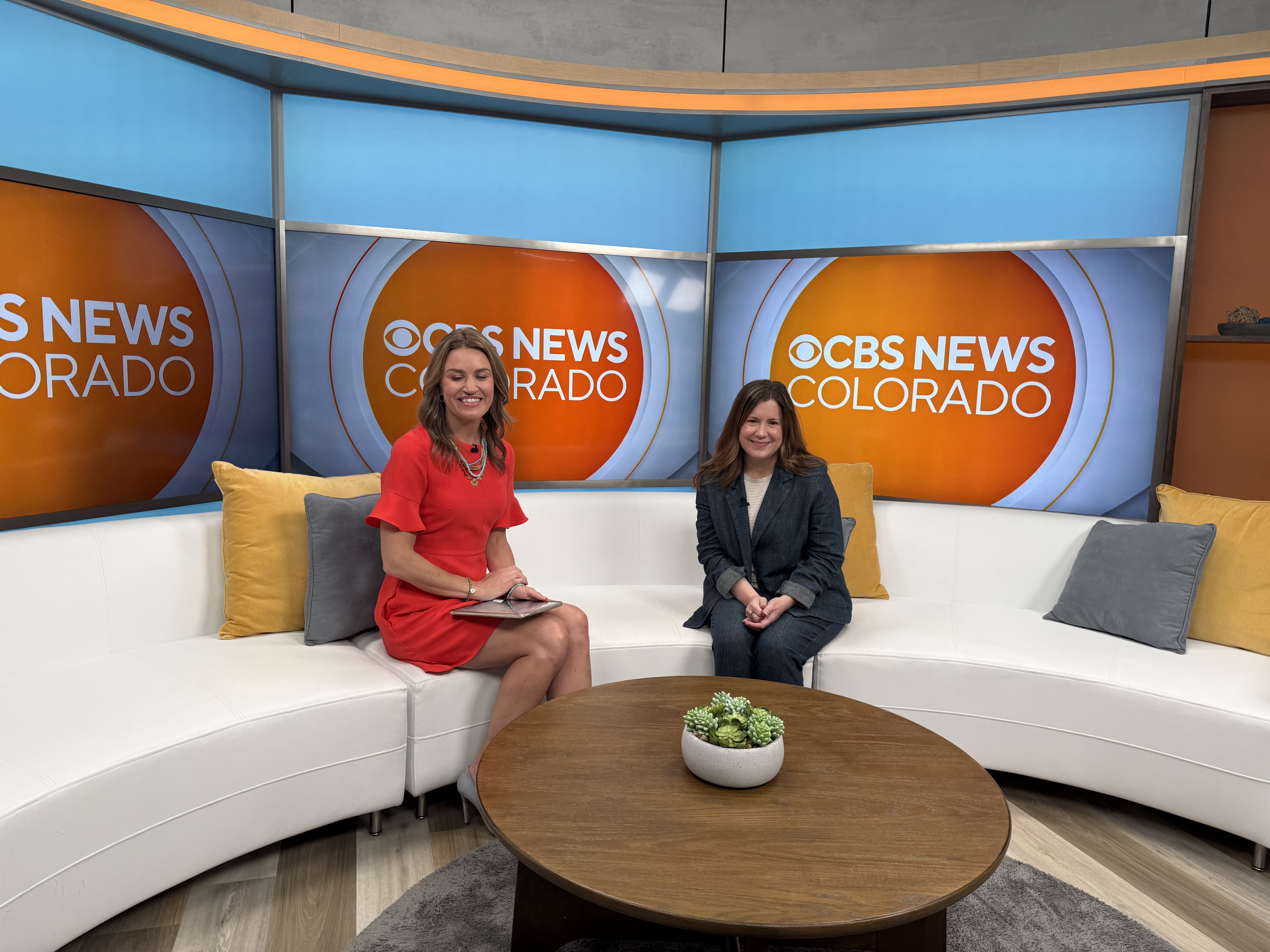 Dr. Jennifer Harned Adams on the set of CBS News Colorado
