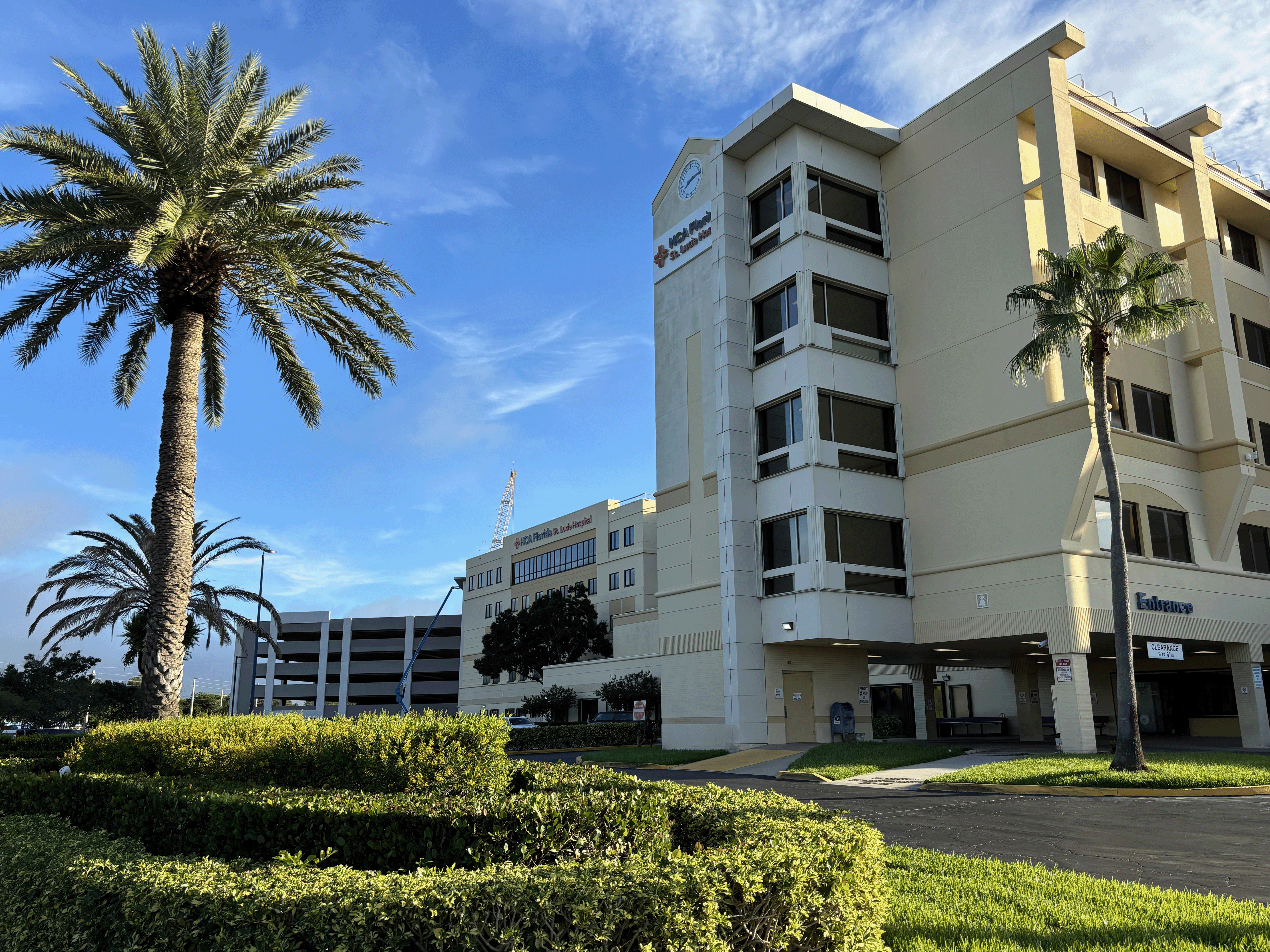 HCA Florida St. Lucie Hospital exterior close up.