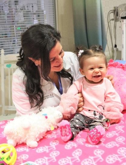 Baby Emily with a doctor