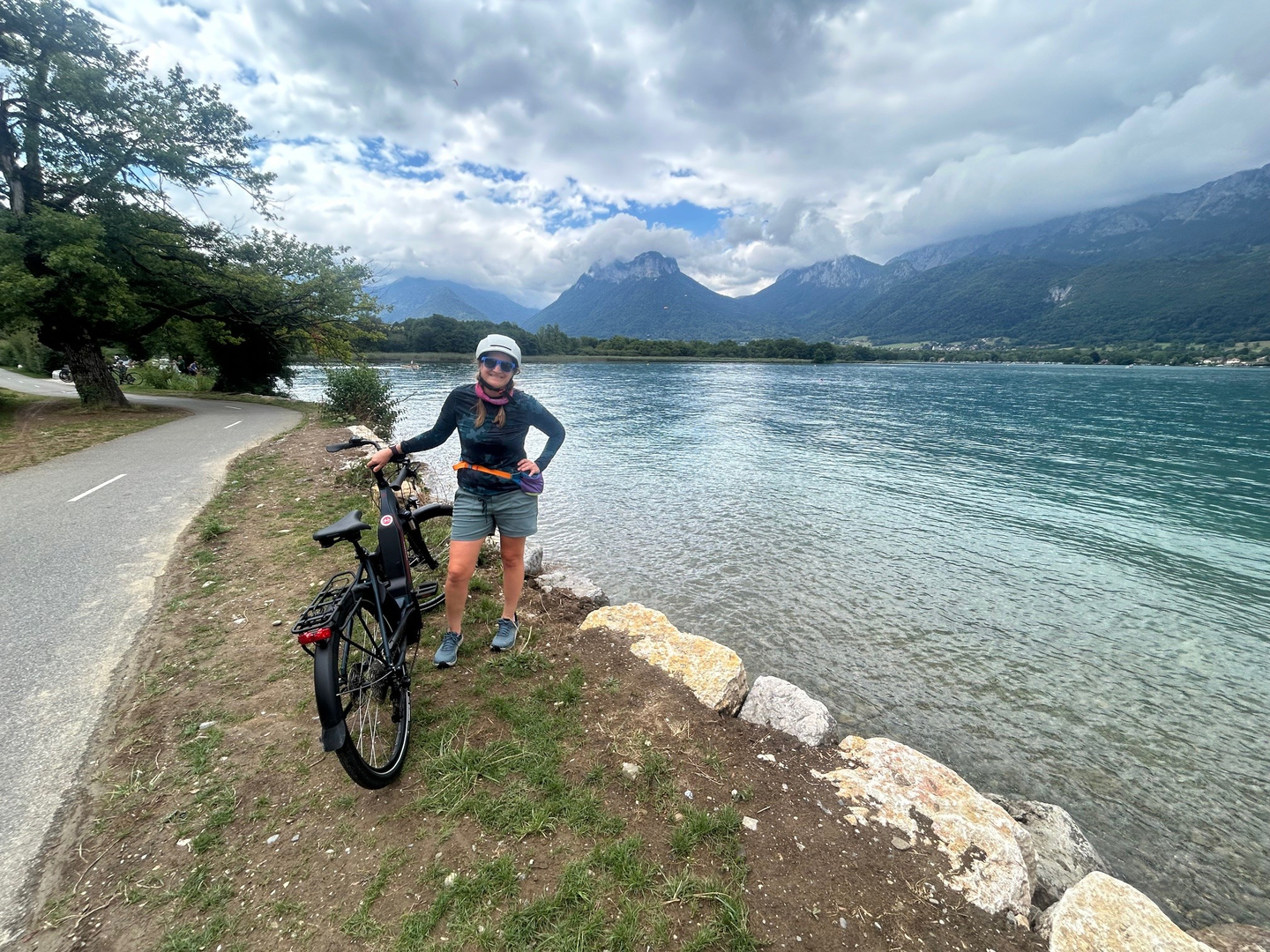 Anne Herbst outside with her bike.