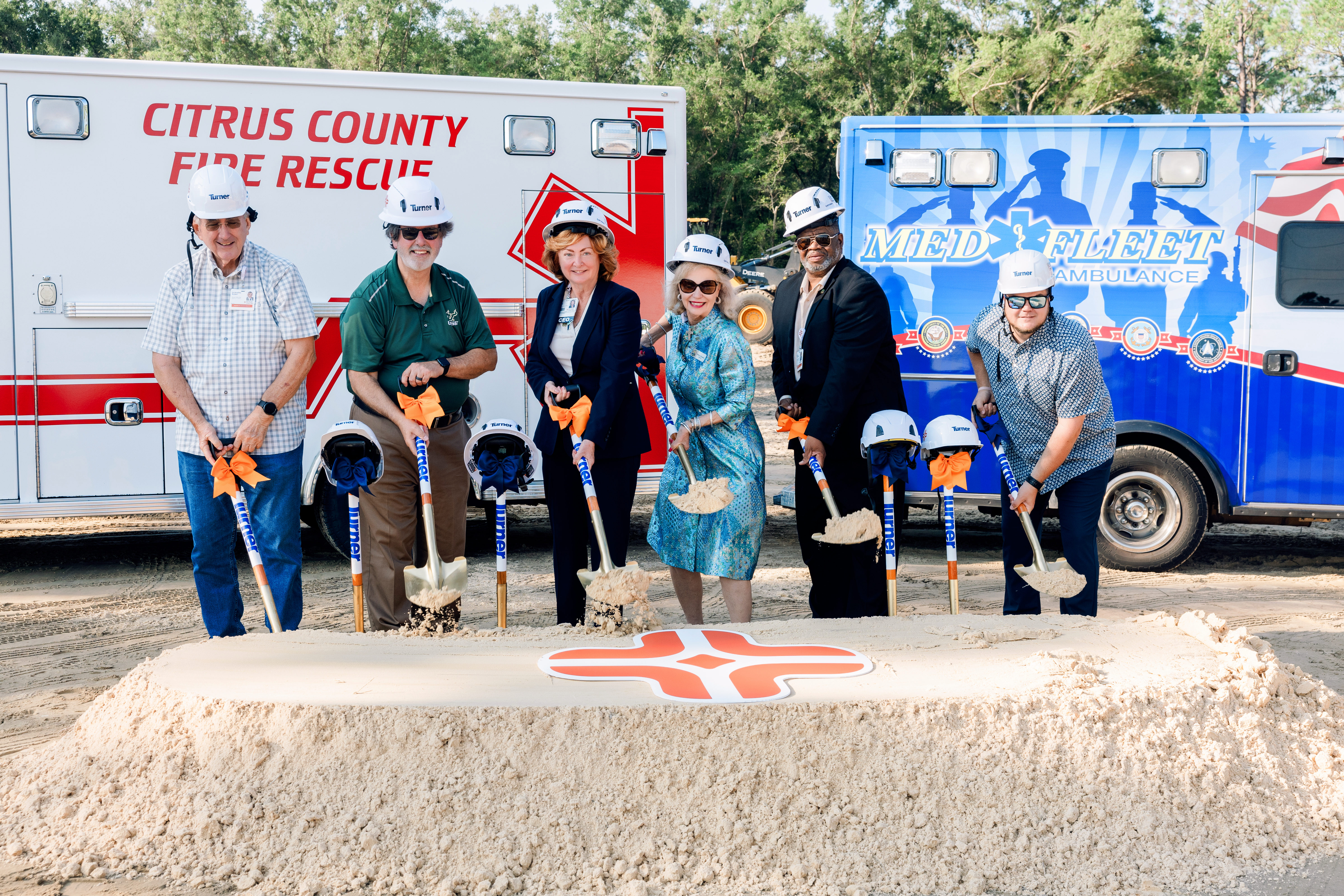 Members of HCA Florida Citrus Hospital's board of directors break ground on HCA Florida Black Diamond Emergency. Pictured, from left to right: Dr. Brad Ruben, Tito Rubio, Lisa Nummi, Deb Stanley, Rev. Doug Alexander, David Reed.