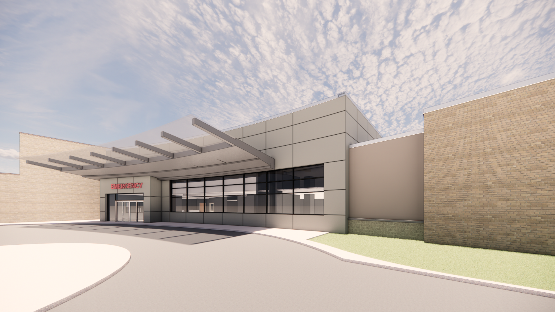 Emergency entrance renovation rendering.