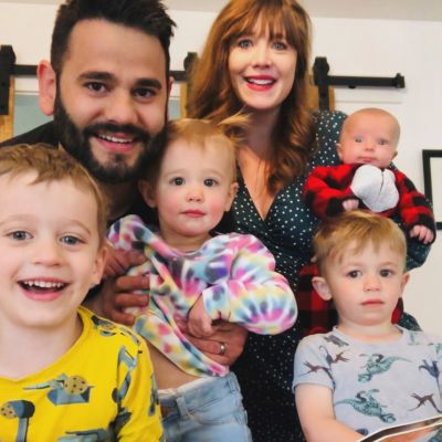 Katie Sundt with her husband and four kids.