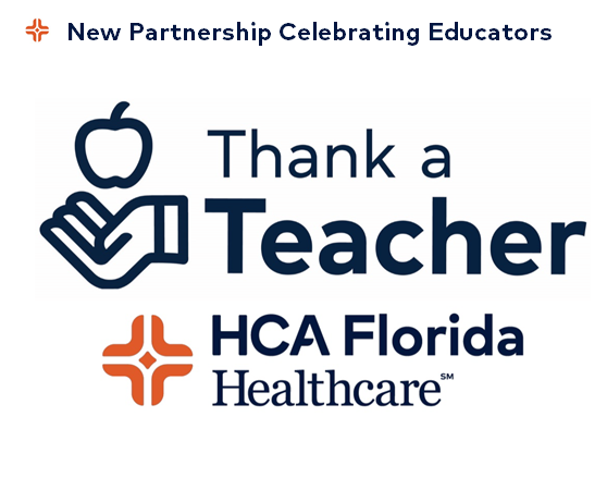 Thank a Teacher logo, HCA Florida Healthcare logo