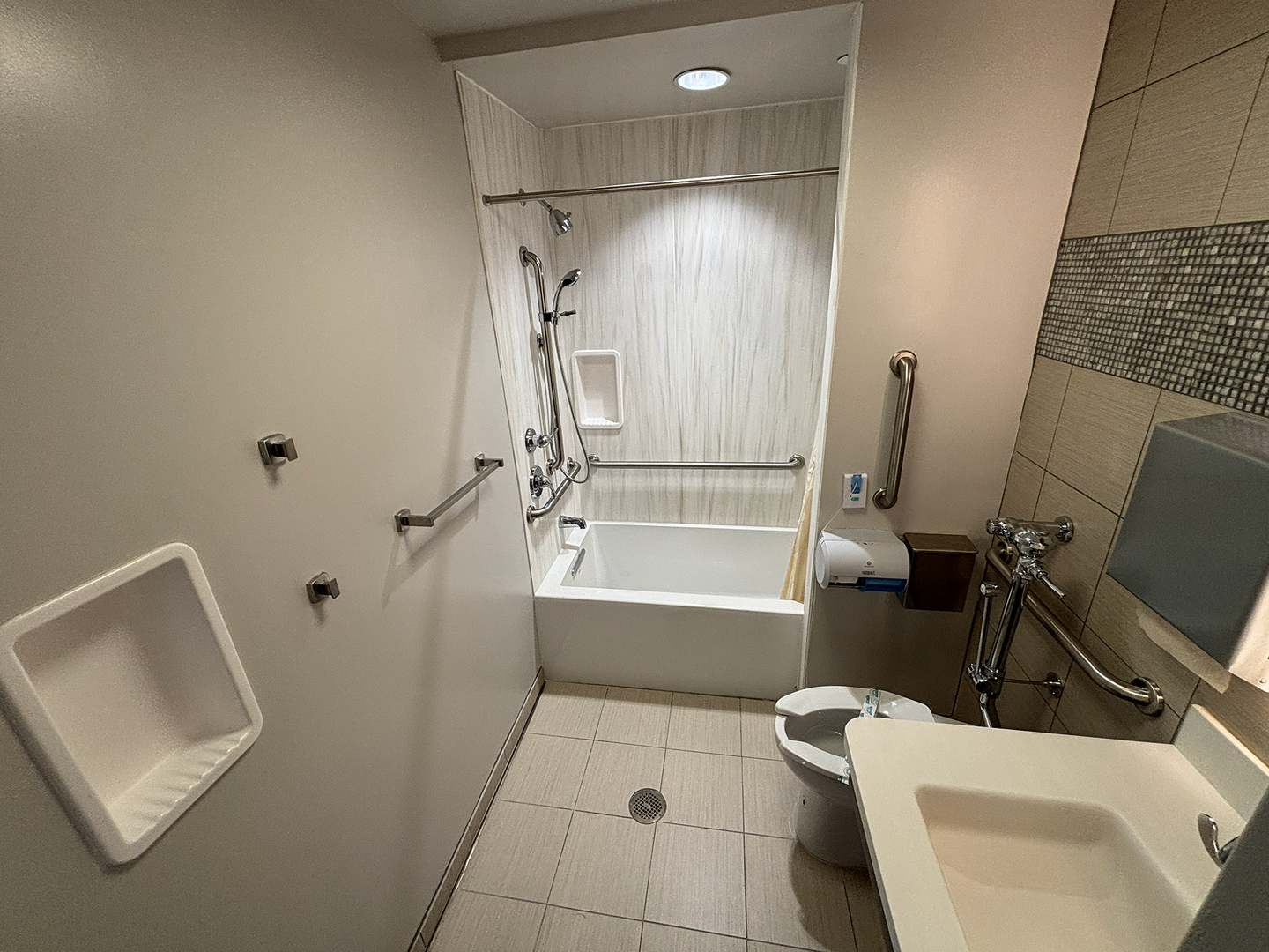 Labor and delivery shower and bathroom.